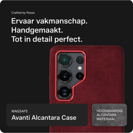 Θήκη Samsung Galaxy S25 Ultra Rosso Avanti Back Cover από Premium Alcantara με MagSafe - Burgundy (8719246549625)