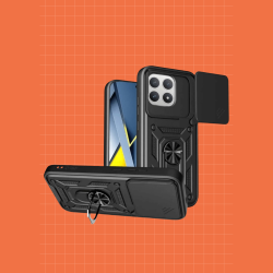 Θήκη Xiaomi Poco F8 Pro Bodycell Armor Slide Ανθεκτική με Κάλυμμα για την Κάμερα & Μεταλλικό Ring Holder - Black (5206015085901)