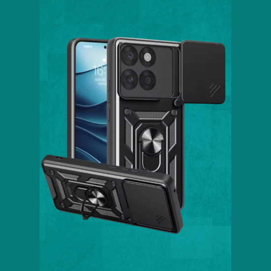 Θήκη Motorola Edge 70 Bodycell Armor Slide Ανθεκτική με Κάλυμμα για την Κάμερα & Μεταλλικό Ring Holder - Black (5206015085666)