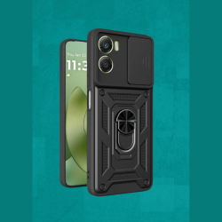 Θήκη Motorola Moto G06 Bodycell Armor Slide Ανθεκτική με Κάλυμμα για την Κάμερα & Μεταλλικό Ring Holder - Black (5206015084775)