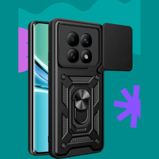 Θήκη Xiaomi Redmi Note 15 / Poco M8 Bodycell Armor Slide Ανθεκτική με Κάλυμμα για την Κάμερα & Μεταλλικό Ring Holder - Black (5206015085789)