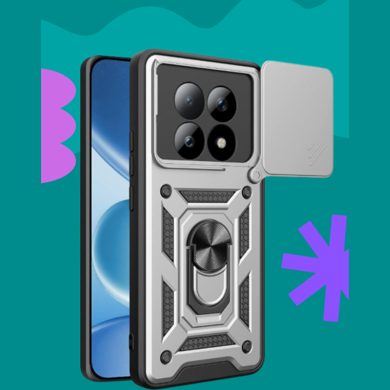 Θήκη Xiaomi Redmi Note 15 / Poco M8 Bodycell Armor Slide Ανθεκτική με Κάλυμμα για την Κάμερα & Μεταλλικό Ring Holder - Silver (5206015085802)