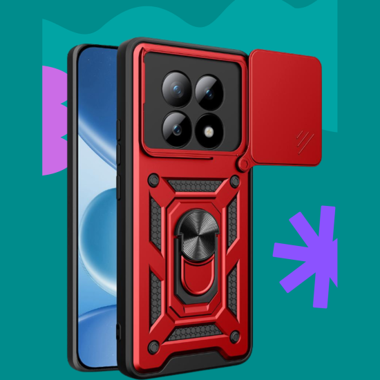 Θήκη Xiaomi Redmi Note 15 / Poco M8 Bodycell Armor Slide Ανθεκτική με Κάλυμμα για την Κάμερα & Μεταλλικό Ring Holder - Red (5206015085796)