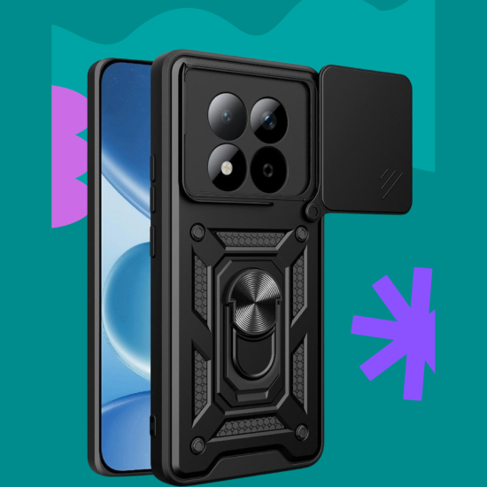 Θήκη Xiaomi Redmi Note 15 Pro Plus / Poco M8 Pro Bodycell Armor Slide Ανθεκτική με Κάλυμμα για την Κάμερα & Μεταλλικό Ring Holder - Black (5206015085871)