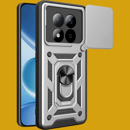 Θήκη Xiaomi Redmi Note 15 Pro Plus / Poco M8 Pro Bodycell Armor Slide Ανθεκτική με Κάλυμμα για την Κάμερα & Μεταλλικό Ring Holder - Silver (5206015085895)