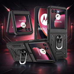 Θήκη Motorola Razr 60 / 60 Ultra Bodycell Armor Slide Ανθεκτική με Μεταλλικό Ring Holder - Black (5206015085697)