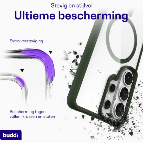 Θήκη Samsung Galaxy S26 Ultra Buddi Hybrid Σκληρή Διάφανη με MagSafe - Transparent / Green (8719246544361)