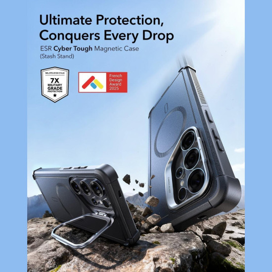 Θήκη Samsung Galaxy S26 Ultra ESR Cyber Tough Magnetic with Stash Stand Ανθεκτική με MagSafe & Kickstand - Black (4894240295816)