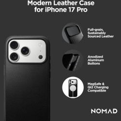 Θήκη iPhone 17 Pro Nomad Modern Leather Case Δερμάτινη με MagSafe - Black (NM014339858)