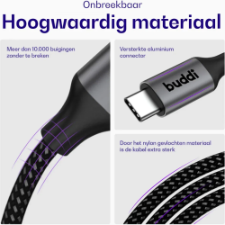 Καλώδιο Ήχου Buddi Flex Type-C (Male) σε AUX Jack 3.5mm (Male) με DAC Τσιπ 300cm 5 Έτη Εγγύηση - Black (8719246551789)
