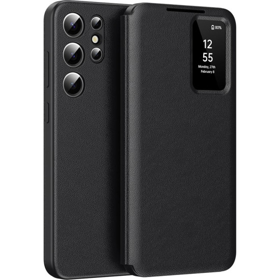 Θήκη Samsung Galaxy S23 Ultra Techsuit SmartView Series Flip με Ενεργό Πορτάκι - Black (5949419303539)