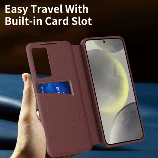 Θήκη Samsung Galaxy S22 Ultra 5G Techsuit SmartView Series Flip με Ενεργό Πορτάκι - Red (5949419303744)