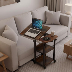 Ρυθμιζόμενο Γραφείο Laptop Relaxdays με Ροδάκια / Ράφια & Βάση Ποντικιού 80 x 40 x 63-90 cm - Brown / Black (10052159)