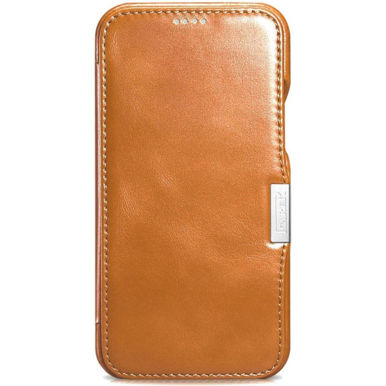 Θήκη iPhone 12 Pro Max iCarer Vintage Series Side-Open Δερμάτινη - Khaki (RIX1211-GG)