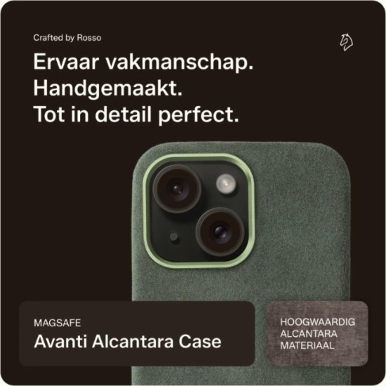 Θήκη iPhone 14 / 13 Rosso Avanti Back Cover από Premium Alcantara με MagSafe - Green (8719246549915)