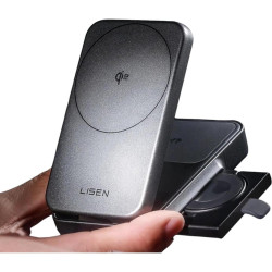 Ασύρματος Φορτιστής Lisen W106 3in1 Βάση MagSafe Qi2 15W για iPhone / AirPods / Apple Watch με Φορτιστή Τοίχου & Καλώδιο Type-C - Grey (6941237430731)