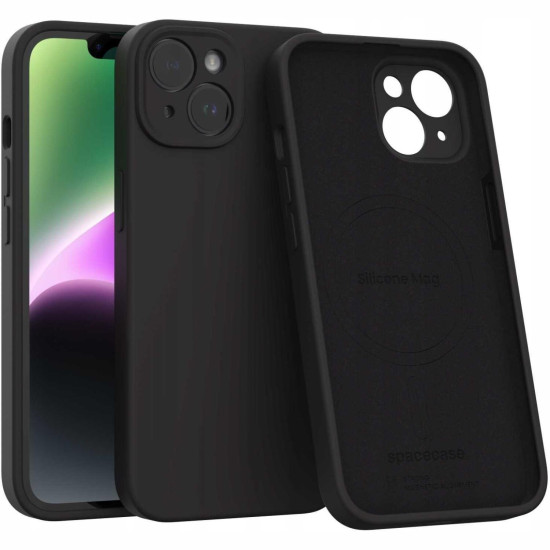 Θήκη iPhone 14 Spacecase Silicone Mag Case Σιλικόνης με MagSafe - Black (5905719138738)