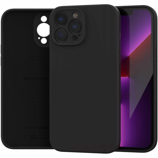 Θήκη iPhone 13 Pro Max Spacecase Silicone Mag Case Σιλικόνης με MagSafe - Black (5905719138721)
