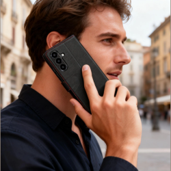 Θήκη Samsung Galaxy A57 Tech-Protect Wallet Galaxy Πορτοφόλι από Οικολογικό Δέρμα - Black / Red (5906302392186)