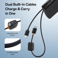 PowerBank Baseus EnerFill FC41 για Laptop με Θύρες 1 x Type-C / 1 x USB-A & Ενσωματωμένα Καλώδια 2 x Type-C 100W 20.000mAh - Cosmic Black (E0028N03)
