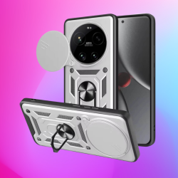 Θήκη Xiaomi 17 Ultra Bodycell Armor Slide Ανθεκτική με Κάλυμμα για την Κάμερα & Μεταλλικό Ring Holder - Silver (5206015086311)