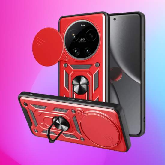 Θήκη Xiaomi 17 Ultra Bodycell Armor Slide Ανθεκτική με Κάλυμμα για την Κάμερα & Μεταλλικό Ring Holder - Red (5206015086304)