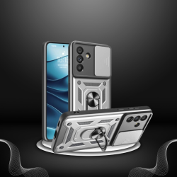 Θήκη Samsung Galaxy A57 Bodycell Armor Slide Ανθεκτική με Κάλυμμα για την Κάμερα & Μεταλλικό Ring Holder - Silver (5206015086199)
