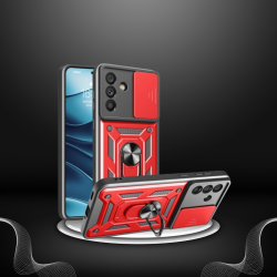 Θήκη Samsung Galaxy A57 Bodycell Armor Slide Ανθεκτική με Κάλυμμα για την Κάμερα & Μεταλλικό Ring Holder - Red (5206015086182)