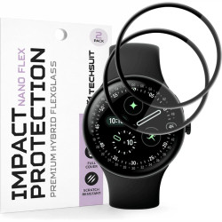 Hybrid Glass Google Pixel Watch 4 45mm Techsuit Nano Flex Full Face Αντιχαρακτικό Υβριδικό Γυαλί Προστασίας Οθόνης 2 Τεμάχια - Black (5949419359819)