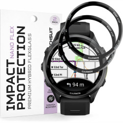 Hybrid Glass Garmin Forerunner 970 / 570 47mm Techsuit Nano Flex Full Face Αντιχαρακτικό Υβριδικό Γυαλί Προστασίας Οθόνης 2 Τεμάχια - Black (5949419360136)