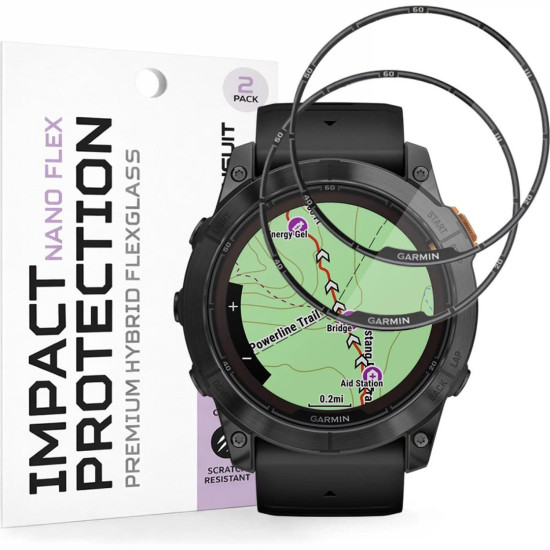 Hybrid Glass Garmin Fenix 7X Pro Solar Techsuit Nano Flex Full Face Αντιχαρακτικό Υβριδικό Γυαλί Προστασίας Οθόνης 2 Τεμάχια - Black (5949419359833)
