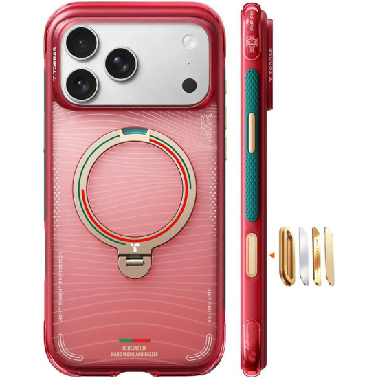 Θήκη iPhone 17 Pro Max Torras Ostand Q3 Air Ημιδιάφανη Ανθεκτική με MagSafe & KickStand - Wave of Passion (6970592333821)