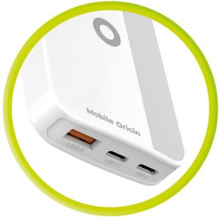 Φορτιστής Mobile Origin 65W GaN III Slim Charger Γρήγορος Τοίχου με 1 x USB-A / 2 x Type-C 65W - White (GAN-65W-SLM-WHT)