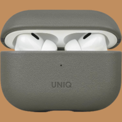 Θήκη AirPods Pro 2nd Gen Uniq Lyden Duo Series Premium Σκληρή από Vegan Δέρμα με Λουράκι Χειρός - Rhino Grey / Black (UNIQ-AIRPODSPRO2-LDSRGRYBLK)