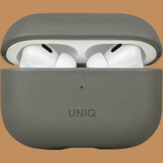 Θήκη AirPods Pro 2nd Gen Uniq Lyden Duo Series Premium Σκληρή από Vegan Δέρμα με Λουράκι Χειρός - Rhino Grey / Black (UNIQ-AIRPODSPRO2-LDSRGRYBLK)