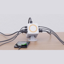 Πολύπριζο Allocacoc DesignNest PowerCube με 4 x Υποδοχές AC 250V με Διακόπτη & Καλώδιο 150cm / Ασύρματη Φόρτιση MagSafe 15W & 3 x USB-A / 3 x Type-C 65W - White (11430WT/EUMWPD)