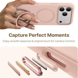 Θήκη iPhone 17 Pro Max Torras Ostand Spin Silicone Ανθεκτική με MagSafe & Περιστρεφόμενο KickStand - Blush Pink (6938075662301)