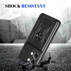 Θήκη Xiaomi Poco X8 Pro Max Bodycell Armor Slide Ανθεκτική με Κάλυμμα για την Κάμερα & Μεταλλικό Ring Holder - Black (5206015086717)