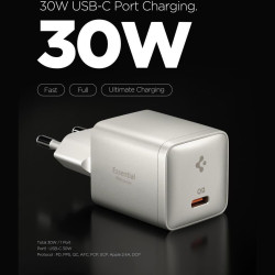 Φορτιστής Spigen EE301EU ArcStation Essential Τοίχου με 1 x Type-C 30W - Natural Titanium (ACH10448)
