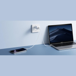 Φορτιστής Veger TR150 GaN Αντάπτορας με 1 x Type-C 100W / 1 x USB-A 18W & 1 x Καλώδιο Type-C σε Type-C 120cm - White (6977525753244)