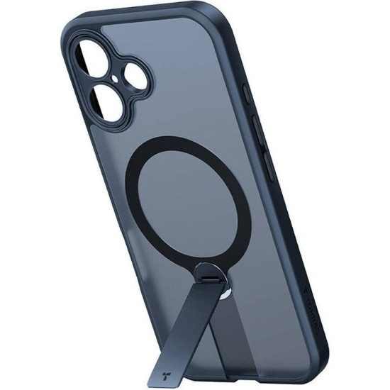 Θήκη iPhone 16 Torras Pstand Spin Case Ημιδιάφανη Ανθεκτική με MagSafe & KickStand - Black (6938075602116)