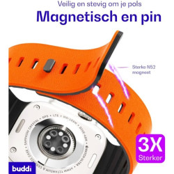 Λουράκι Apple Watch Ultra/SE/11/10/9/8/7/6/5/4 (49/46/45/44mm) Buddi Luno Μαγνητικό Σιλικόνης - Orange (8719246610868)