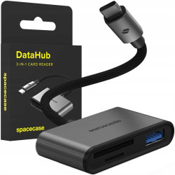 Αντάπτορας Spacecase DataHub 3 in 1 Card Reader Type-C (Male) σε 1 x USB-A (Female) / 1 x MicroSD / SD (Female) - Space Grey (5905719141486)