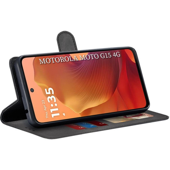 Θήκη Motorola Moto G17 / G17 Power / G15 / G15 Power Techsuit Diary Book Πορτοφόλι - Black (5949419328167)