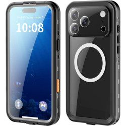 Θήκη iPhone 17 Pro Max ShellBox Αδιάβροχη Full Body 360° Διάφανη Ανθεκτική με MagSafe IP68 - Black (5949419337718)