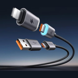 Καλώδιο USB-A / Type-C Mcdodo Cab Nexus Μαγνητικό 2 σε 2 Φόρτισης και Μεταφοράς Δεδομένων σε Type-C / Lightning 60W 120cm - Black (CA-6560)