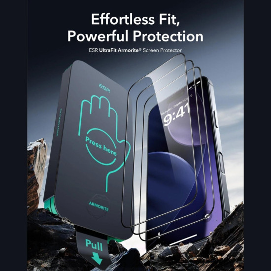 Tempered Glass iPhone 17 Pro ESR UltraFit Armorite Full Face Αντιχαρακτικό Γυαλί Προστασίας Οθόνης 3 Τεμάχια - Black (4894240283820)