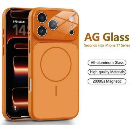 Θήκη iPhone 17 Pro Max Bodycell AG Glass Σκληρή με MagSafe & Ενσωματωμένο Tempered Glass Κάμερας - Orange (5206015087479)