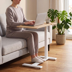 Ρυθμιζόμενο Γραφείο Laptop Relaxdays με Ροδάκια / Βοηθητικό Τραπεζάκι 68 x 40 x 67.5–102 cm - Light Brown / White (10054313_8248)