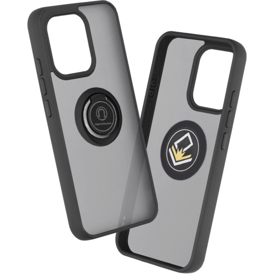 Θήκη Oppo Reno16 F / 16 FS Techsuit Glinth Σκληρή Ημιδιάφανη με Μεταλλικό Ring Holder - Black (5949419381582)